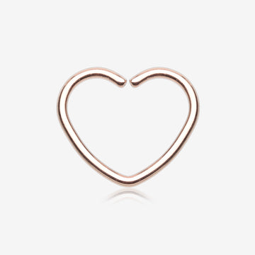 Rose Gold Heart Bendable Twist Hoop Ring-Rose Gold
